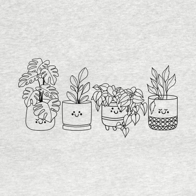 Pot Plant Pals in Black by The Rosy Redhead